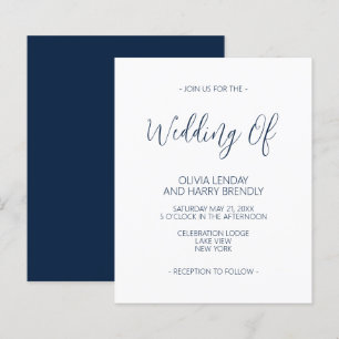 Blåvit inbjudan till Eleganten Budget White Weddin