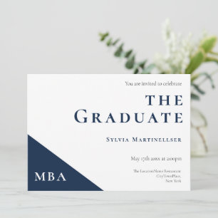 Blåvit inbjudan till MBA-Studentfest i grad