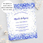 Blåvit inbjudan till royalet<br><div class="desc">För en elegant 18:e (eller någon ålder) födelsedagsfest. En vit chic bakgrund. Dekorerad med royalets blå faux-sparkles,  konetti. Anpassa och lägg till information om namn och party. Namn är skrivet med ett handskrivet stil-skript 1 lakan = 1 inbjudan utskriven kant till kant.</div>