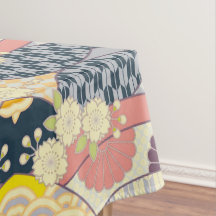 Blåvit japansk Kimono-Blommigt, bomullsfärgning