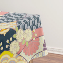 Blåvit japansk Kimono-Blommigt, bomullsfärgning