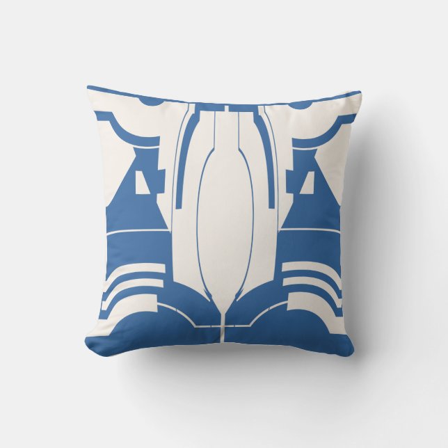 Blåvit klassisk Medelhavsmosaik Kudde (Framsida)