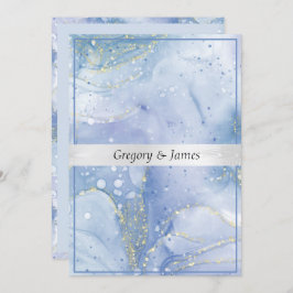 Blåvit Lila Vit Elegant Vattenskärg Silver Satin Inbjudningar