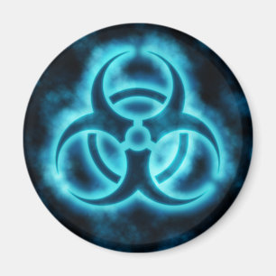 Blåvit magnet för glödBiohazardsymbol