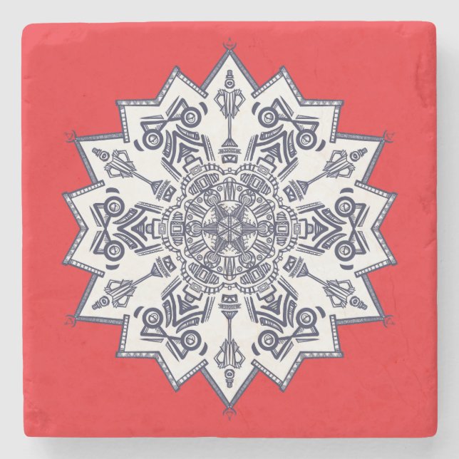 Blåvit mandela Sandstone Underlägg (Framsidan)