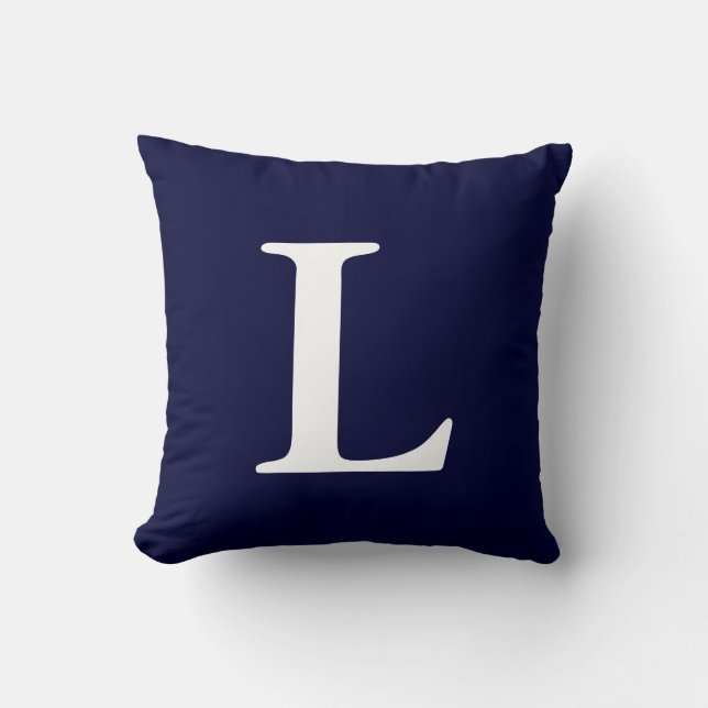 Blåvit monogrammed L Dekorativ kudde (Framsida)