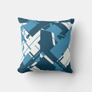 Blåvit Mörk Turquose Diagonal Abstract Design Kudde