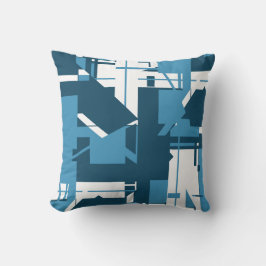 Blåvit Mörk Turquose Geometric Abstrakt Motif Kudde