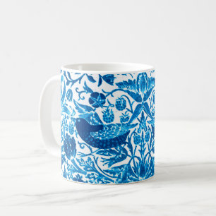 Blåvit och vit art nouveau kaffemugg