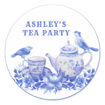 Blåvit och vit Blommigt Tea Pot med klassiska fågl