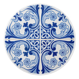 Blåvit och vit klassisk platta Se keramisk knopp