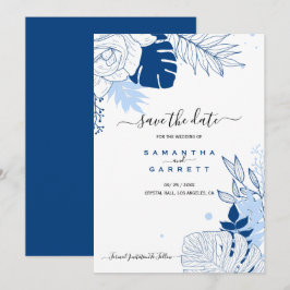 Blåvit och vit Löv-inbjudan Inbjudningar