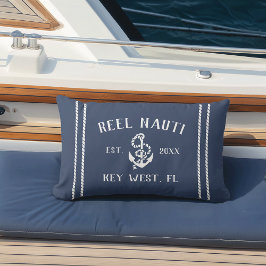 Blåvit och vit Personlig Boat Namn Anchor Lumbarkudde
