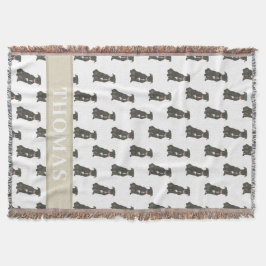 Blåvit och vit Pitbull-personal (svart) Filt