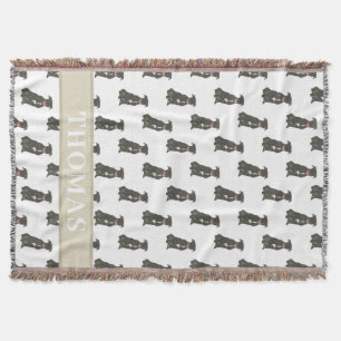 Blåvit och vit Pitbull-personal (svart) Filt