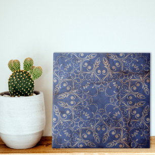 Blåvit och vit Vintage Whitewzed Stone-look Kakelplatta