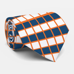 Blåvit Orange Kontrollerad Mönster Slips