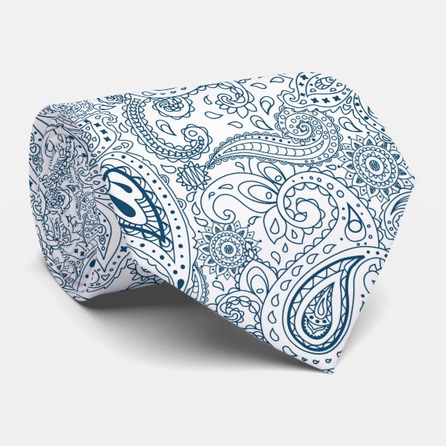 Blåvit paisley-halsen i mönster slips (Rullad)