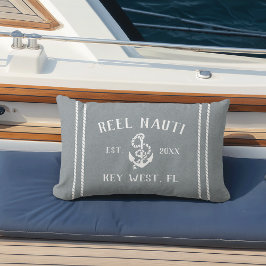 Blåvit Personlig Boat Namn Anchor Lumbarkudde