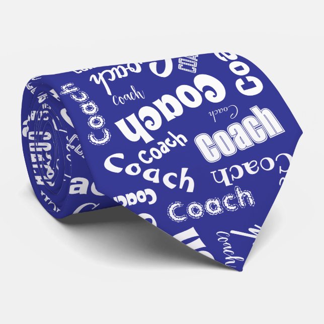 Blåvit Personlig Coach Gift Namn Art Slips (Rullad)
