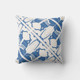 Blåvit, planterad Medelhavsmosaikmotif Kudde