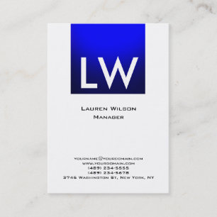 Blåvit Professionell Modern Endern Monogram Visitkort