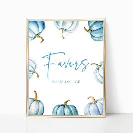 Blåvit Pumpkin Fall Autumn Party favors Sign Poster