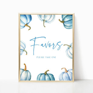 Blåvit Pumpkin Fall Autumn Party favors Sign Poster
