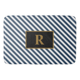 Blåvit Rand Bath Mat Badrumsmatta