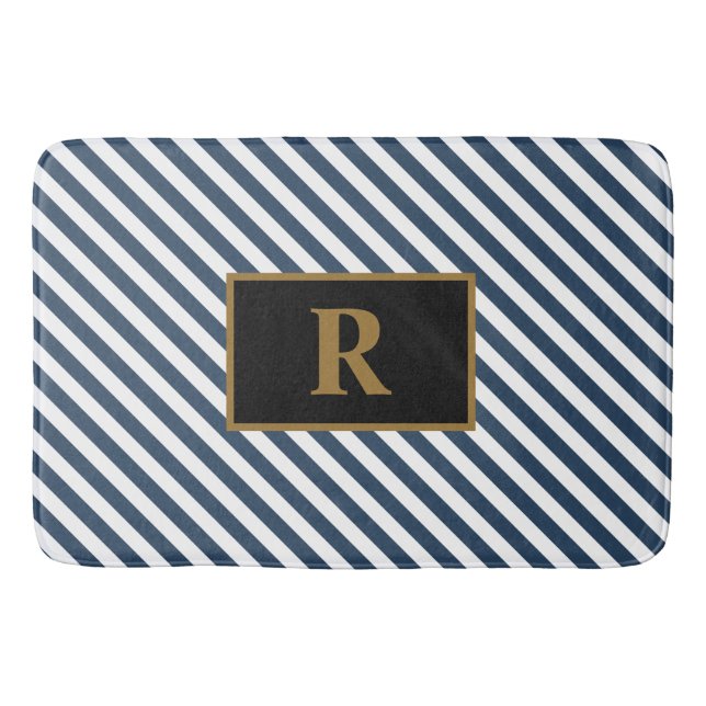 Blåvit Rand Bath Mat Badrumsmatta (Framsidan)