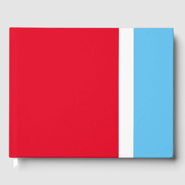 Blåvit Rand i Sporty Wide Himlar på ljusröd Gästböcker (Framsida)