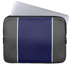 Blåvit Rand i stor skala på Mörk Grått Laptop Fodral