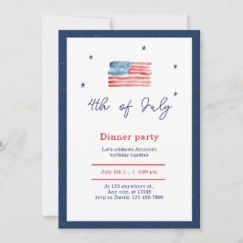 Blåvit röd, minimalistisk 4:e juli måndag Party Inbjudningar