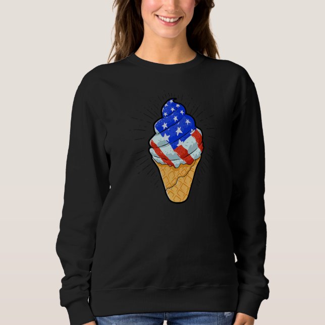 Blåvit rödiskräm Cone 4:e juli Independenc T Shirt (Framsida)
