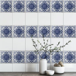 Blåvit Rustic Azulejo Medelhavet Kakelplatta