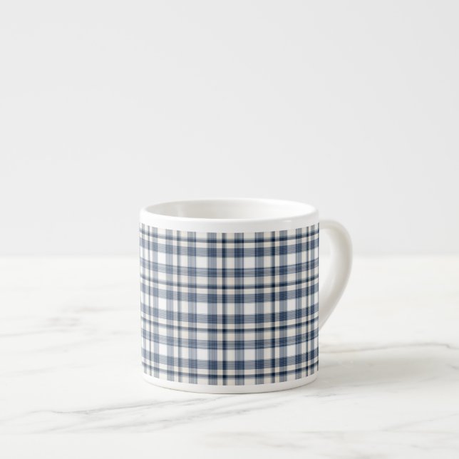 Blåvit Rutig 1 Espressomugg (Framsida höger)