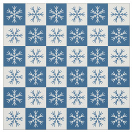 Blåvit snöflingor i Mönster Tyg