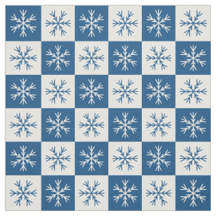 Blåvit snöflingor i Mönster Tyg