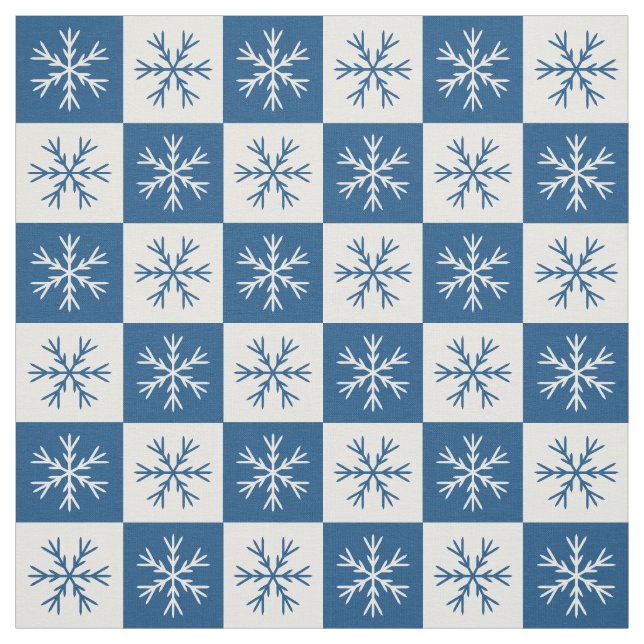 Blåvit snöflingor i Mönster Tyg (Provkarta)