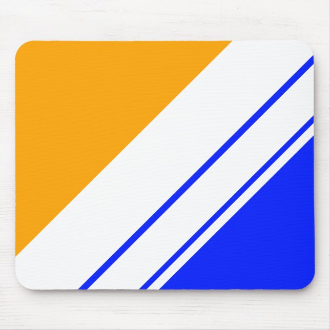 Blåvit Tävla Rand med ljusguld Gult Musmatta (Framsidan)