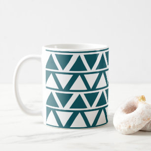 Blåvit triangel Rand Geometric Mönster Kaffemugg