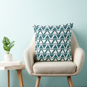 Blåvit triangel Rand Geometric Mönster Kudde