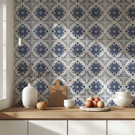 Blåvit vattenfärg Azulejo Medelhavet Kakelplatta