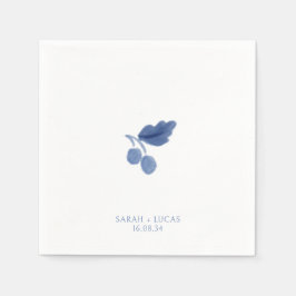 Blåvit vattenfärg Botaniska Bröllop Napkins Pappersservett