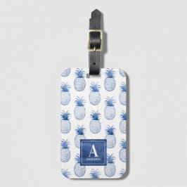 Blåvit vattenfärgsananas bagagebricka