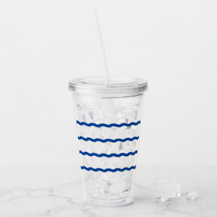 Blåvit vinkar rand nautisk mönster klar take away mugg