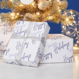 Blåvit vinter för glad helg Namn Presentpapper