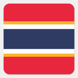 Blåvit, vit, ljusröd Tävla Rand Fyrkantigt Klistermärke