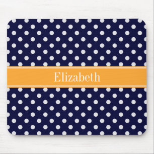Blåvit vit vit Polka dots Cantaloupe Namn Monogram Musmatta