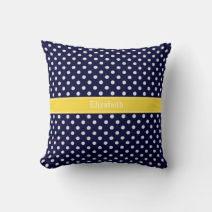 Blåvit vit vit vit Polka dots ananas Namn Monogram Kudde